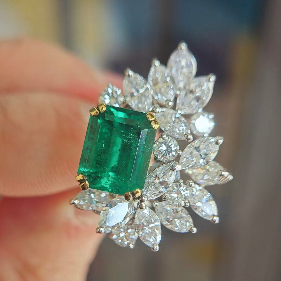 ANSTER Jewelry OEM GRC 18K Gold Lab Grown Gemstone Emerald Cut Lab Emerald Earrings