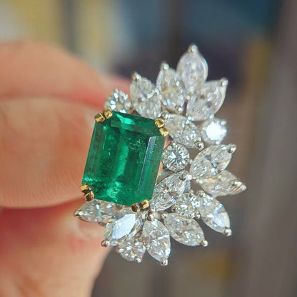 ANSTER Jewelry OEM GRC 18K Gold Lab Grown Gemstone Emerald Cut Lab Emerald Earrings