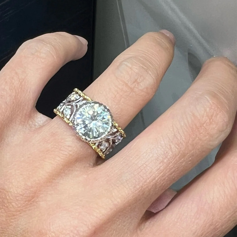 خاتم ألماس من الذهب عيار 18 قيراطًا مقطوع على شكل كمثرى ومُزرع في المختبر من مجوهرات ANSTER مصنوع يدويًا وفقًا لمعايير أخلاقية 