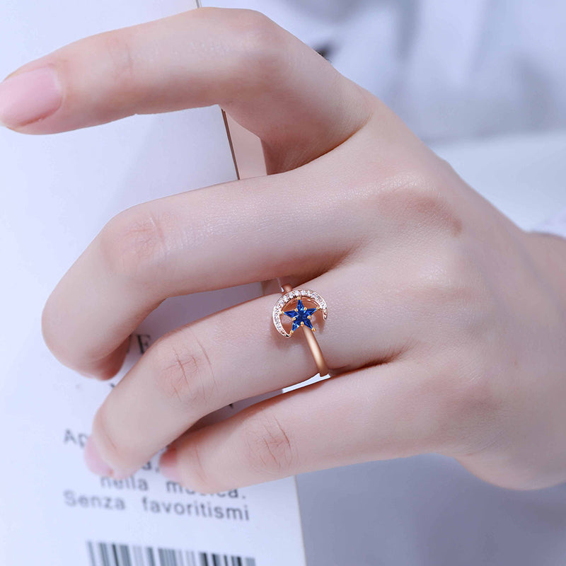 ANSTER Jewelry Custom PT950 Platinum Natural Star Moon Series Gemstone Ring