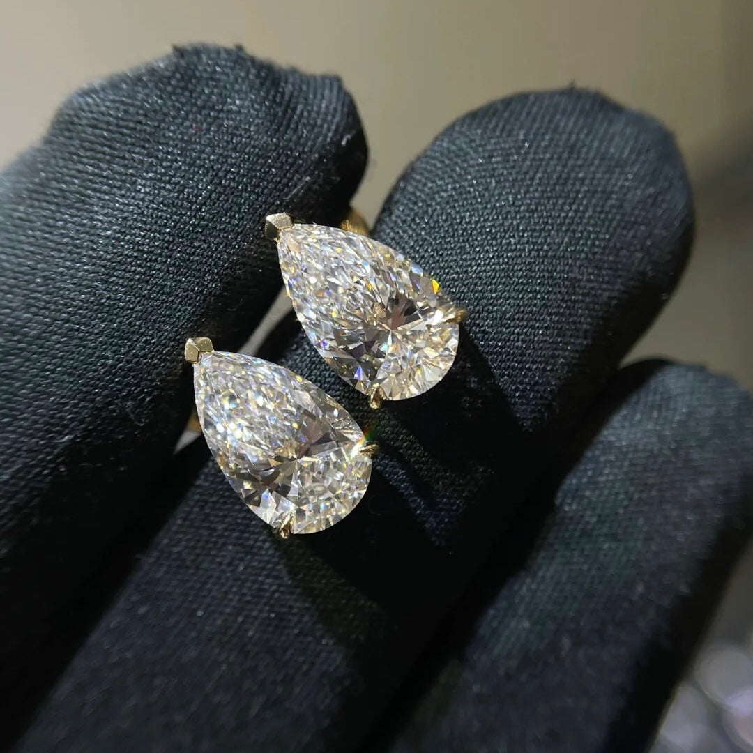 خاتم ألماس من الذهب عيار 18 قيراطًا مقطوع على شكل كمثرى ومُزرع في المختبر من مجوهرات ANSTER مصنوع يدويًا وفقًا لمعايير أخلاقية 