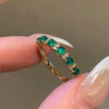 ANSTER Wholesales Price 3mm Cabochon cut Lab Grown Emerald Half Eternity Ring with GRC