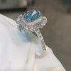 ANSTER Platinum Jewelry IGI VVS2 3ct Blue lab Grown Diamond Ring PT950 Ring