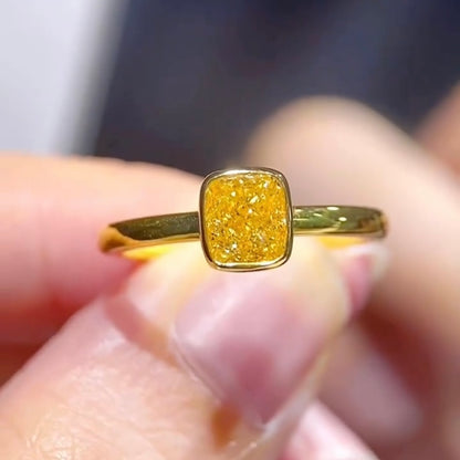 ANSTER Jewelry 18K Gold Ring 1ct VVS2 Fancy Lab Grown Diamond Ring with IGI