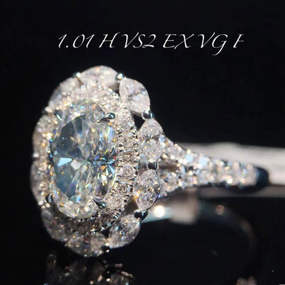 ANSTER Platinum Jewelry PT950 Ring 1.01ct VS2 CVD Lab Grown Diamond Ring with IGI