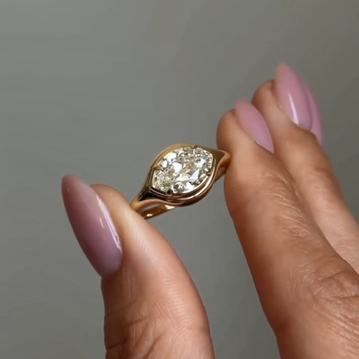 ANSTER Jewelry 18K Gold Ring 3ct VS1 CVD Fancy Lab Grown Diamond Ring with IGI