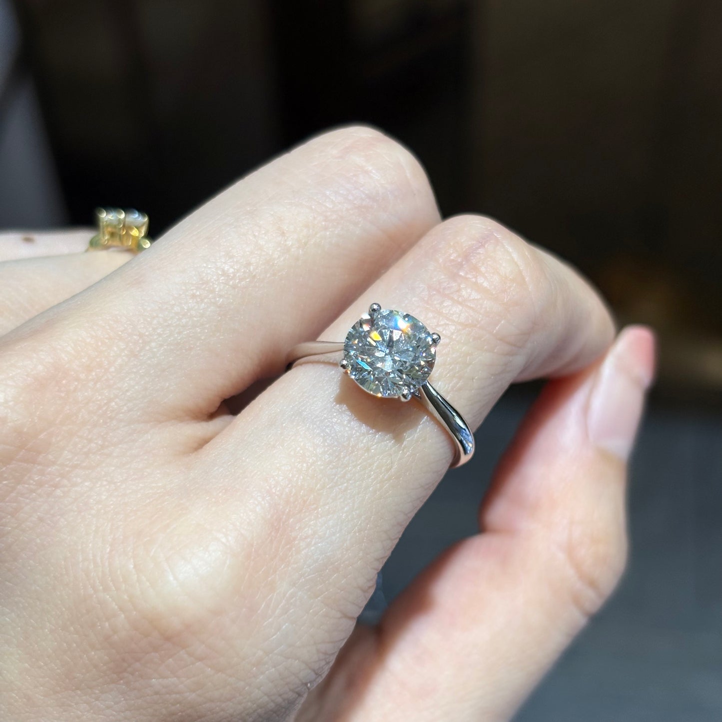 ANSTER Wholesales Price 18K White Gold Ring Four Claw 2ct Round cut Lab Grown Diamond Ring with IGI