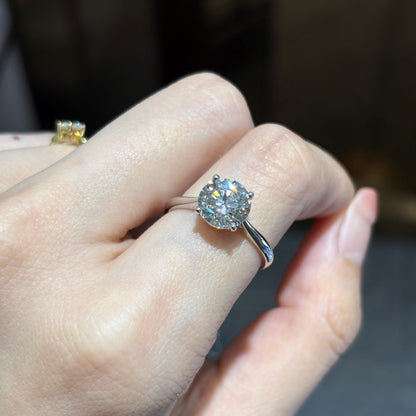 ANSTER Wholesales Price 18K White Gold Ring Four Claw 2ct Round cut Lab Grown Diamond Ring with IGI