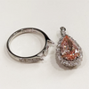 ANSTER Wholesales Price Pear cut 2 in 1 Pink Lab Grown Diamond Pendant Gold Ring with IGI