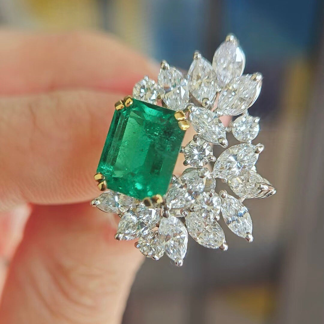 ANSTER Jewelry OEM GRC 18K Gold Lab Grown Gemstone Emerald Cut Lab Emerald Earrings