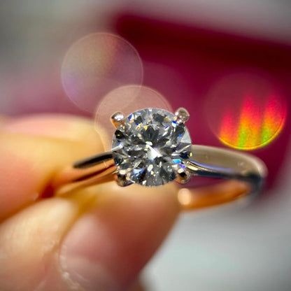 ANSTER 18K Gold Jewelry 1 Carat VVS2 E Color CVD Lab Grown Diamond Ring with IGI
