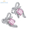 ANSTER Jewelry Customize Platinum PT950 Pink Lab Grown Diamond Earrings