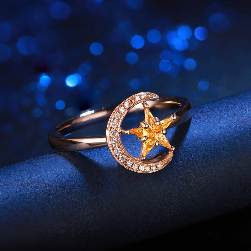ANSTER Jewelry Custom PT950 Platinum Natural Star Moon Series Gemstone Ring