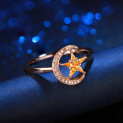ANSTER Jewelry Custom PT950 Platinum Natural Star Moon Series Gemstone Ring