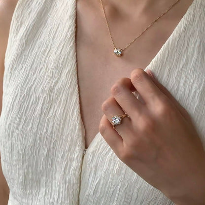 ANSTER Jewelry 18K Gold Ring VS1 VVS2 Lab Grown Diamond Ring with IGI