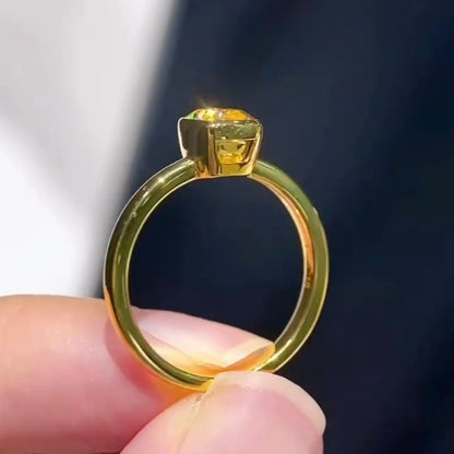 ANSTER Jewelry 18K Gold Ring 1ct VVS2 Fancy Lab Grown Diamond Ring with IGI