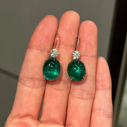 ANSTER Jewelry 18K Gold Jewelry Lab Grown Emerald Earrings with GIA