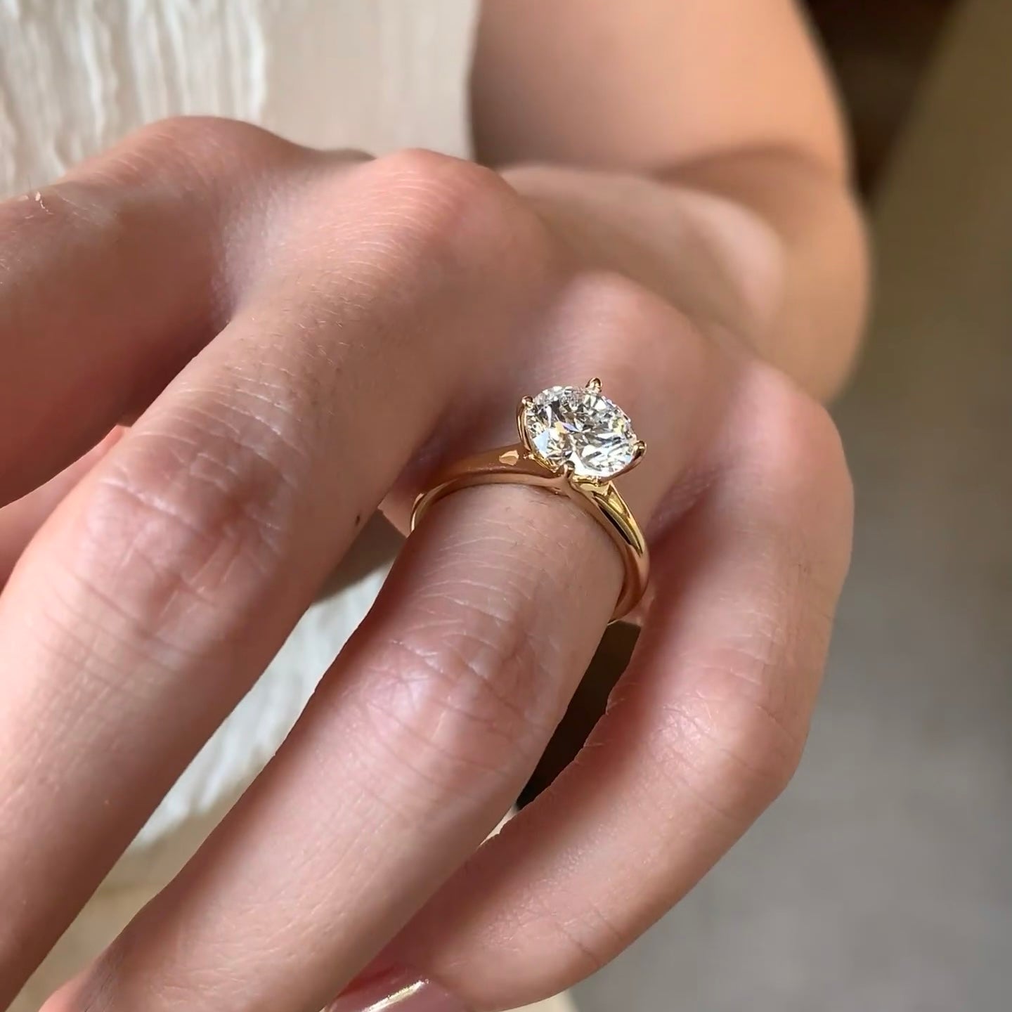 ANSTER Jewelry 18K Gold Ring VS1 VVS2 Lab Grown Diamond Ring with IGI