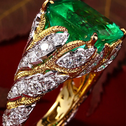 ANSTER Jewelry Customize Lab Grown Gemstone 18K Gold Lab Emerald Ring