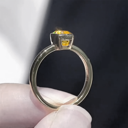 ANSTER Jewelry 18K Gold Ring 1ct VVS2 Fancy Lab Grown Diamond Ring with IGI
