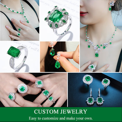 ANSTER 18K Gold Jewelry Sets 4ct Lab Grown Emerald Jewelry Sets with GIA