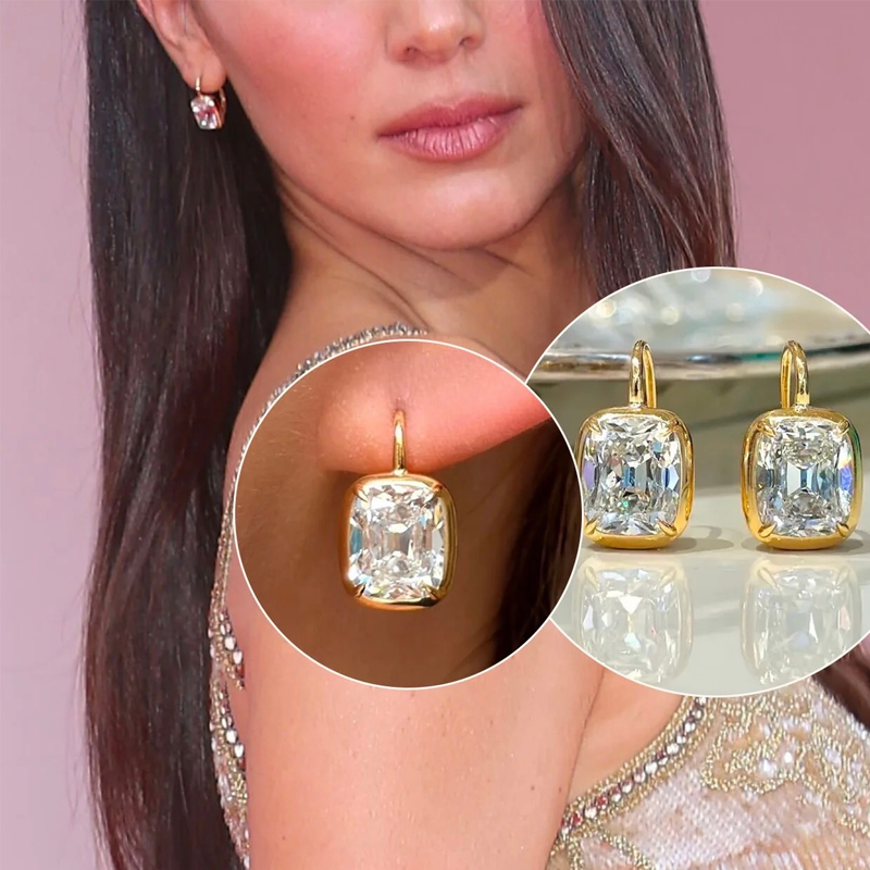 ANSTER Wholesales Price 18K Solid Gold 8ct Cushion cut Lab Grown Diamonds Earrings with IGI