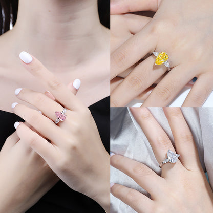 ANSTER Jewelry Anel de diamante ético feito à mão em ouro 18K com lapidação pera cultivado em laboratório 
