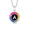 قلادة ANSTER Jewelry Princess Lab Grown Rainbow Letter من البلاتين PT950