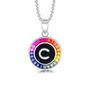قلادة ANSTER Jewelry Princess Lab Grown Rainbow Letter من البلاتين PT950