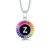 قلادة ANSTER Jewelry Princess Lab Grown Rainbow Letter من البلاتين PT950