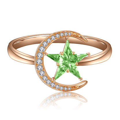 ANSTER Jewelry Custom PT950 Platinum Natural Star Moon Series Gemstone Ring