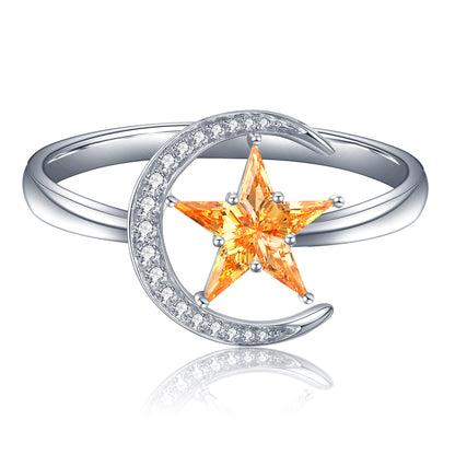 ANSTER Jewelry Custom PT950 Platinum Natural Star Moon Series Gemstone Ring