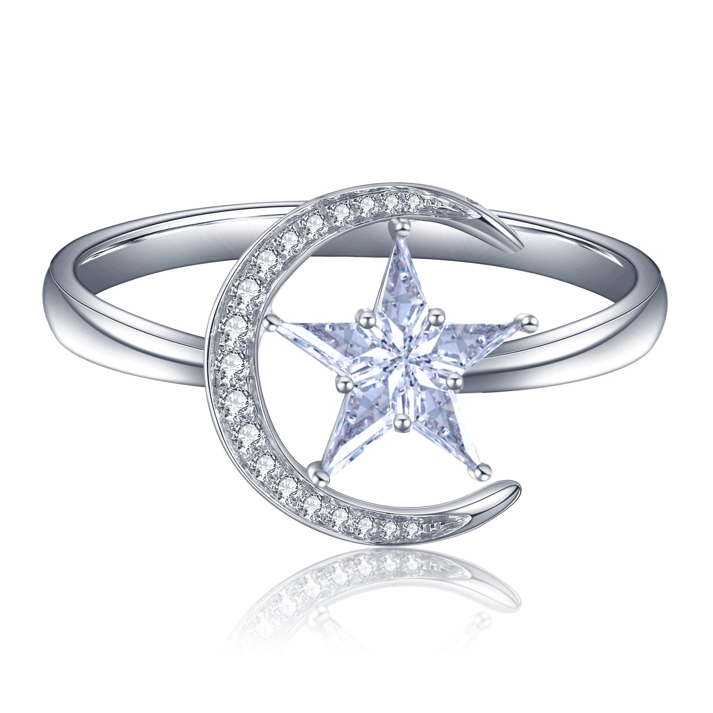 ANSTER Jewelry Custom PT950 Platinum Natural Star Moon Series Gemstone Ring
