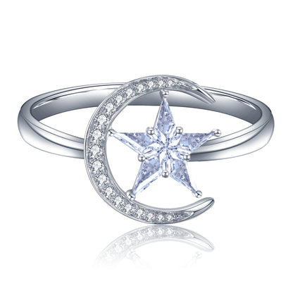 ANSTER Jewelry Custom PT950 Platinum Natural Star Moon Series Gemstone Ring