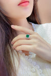 ANSTER JEWELRY 3.2 CTW Princess Lab Grown Emerald 18K Gold Ring