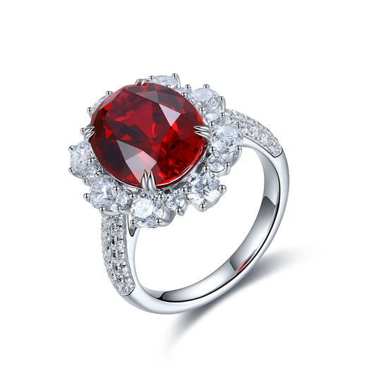 7.5 CTW Oval Lab Grown Ruby S925 Ring plated