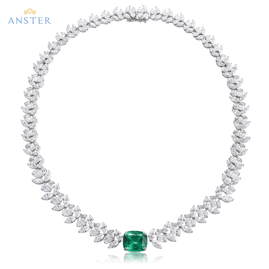 ANSTER Fine Jewelry Lab Grown Emerald 18K Gold Necklace