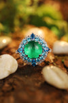 ANSTER JEWELRY 4.6 CTW Round Lab Grown Emerald 18K Gold Ring