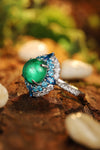 ANSTER JEWELRY 4.6 CTW Round Lab Grown Emerald 18K Gold Ring