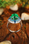 ANSTER JEWELRY 4.6 CTW Round Lab Grown Emerald 18K Gold Ring