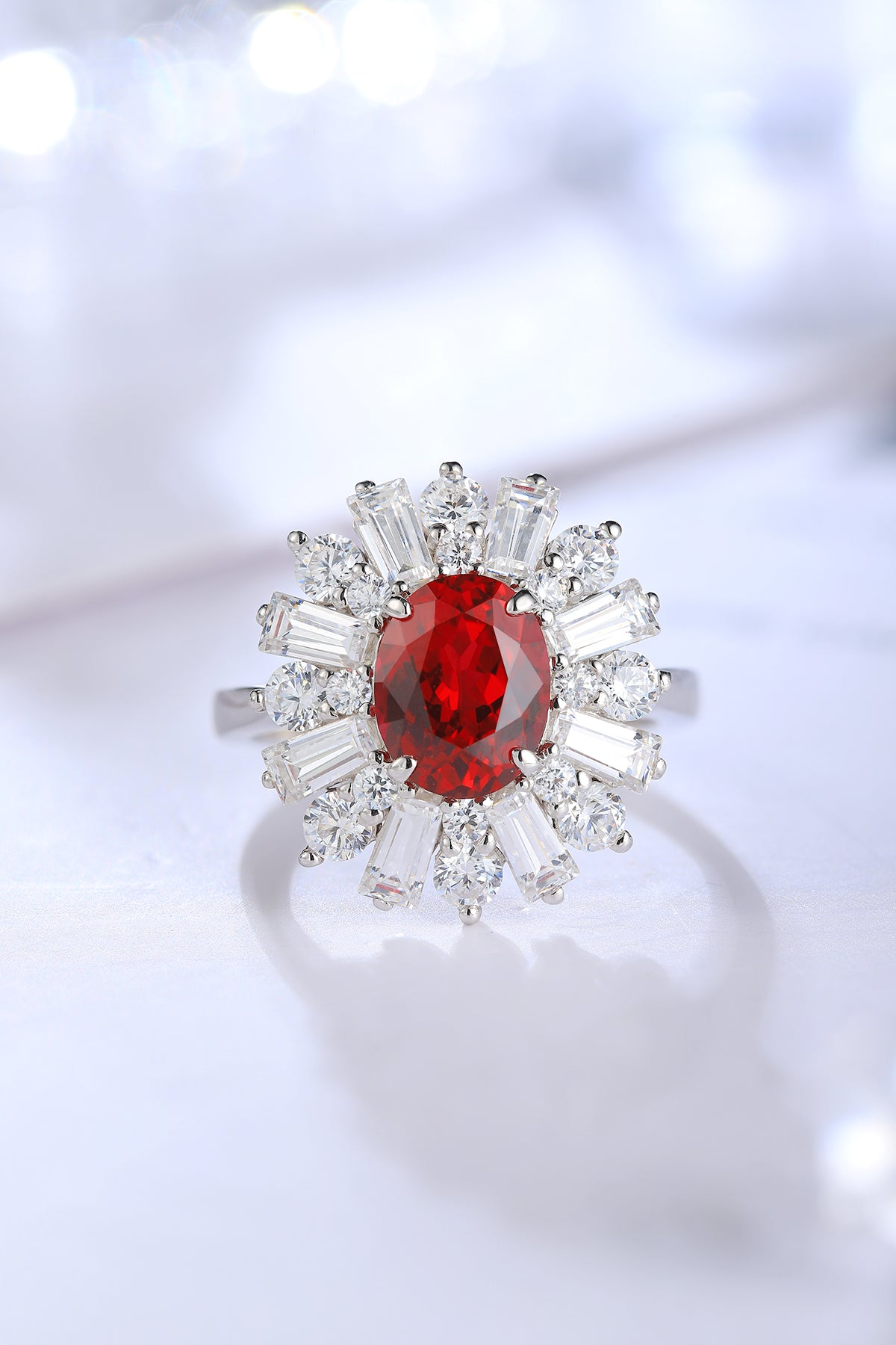 خاتم ياقوت بيضاوي من ANSTER JEWELRY، وزنه 2.5 قيراط، مطلي بحجر S925