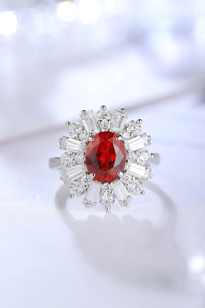 خاتم ياقوت بيضاوي من ANSTER JEWELRY، وزنه 2.5 قيراط، مطلي بحجر S925