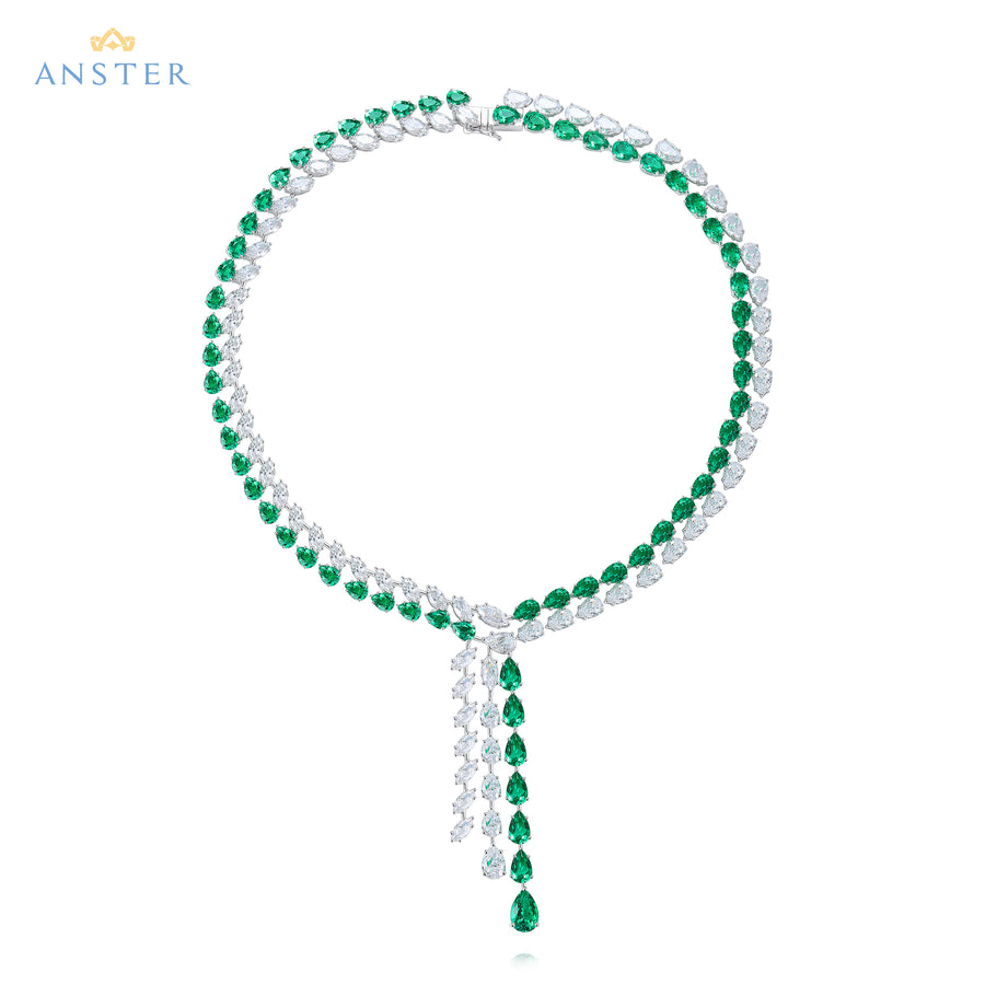 ANSTER Fine Jewelry Lab Grown Gemstone Lab Emerald 18K Gold Necklace