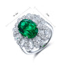 ANSTER JEWELRY 4.1 CTW Oval Lab Grown Emerald 18K Gold Ring