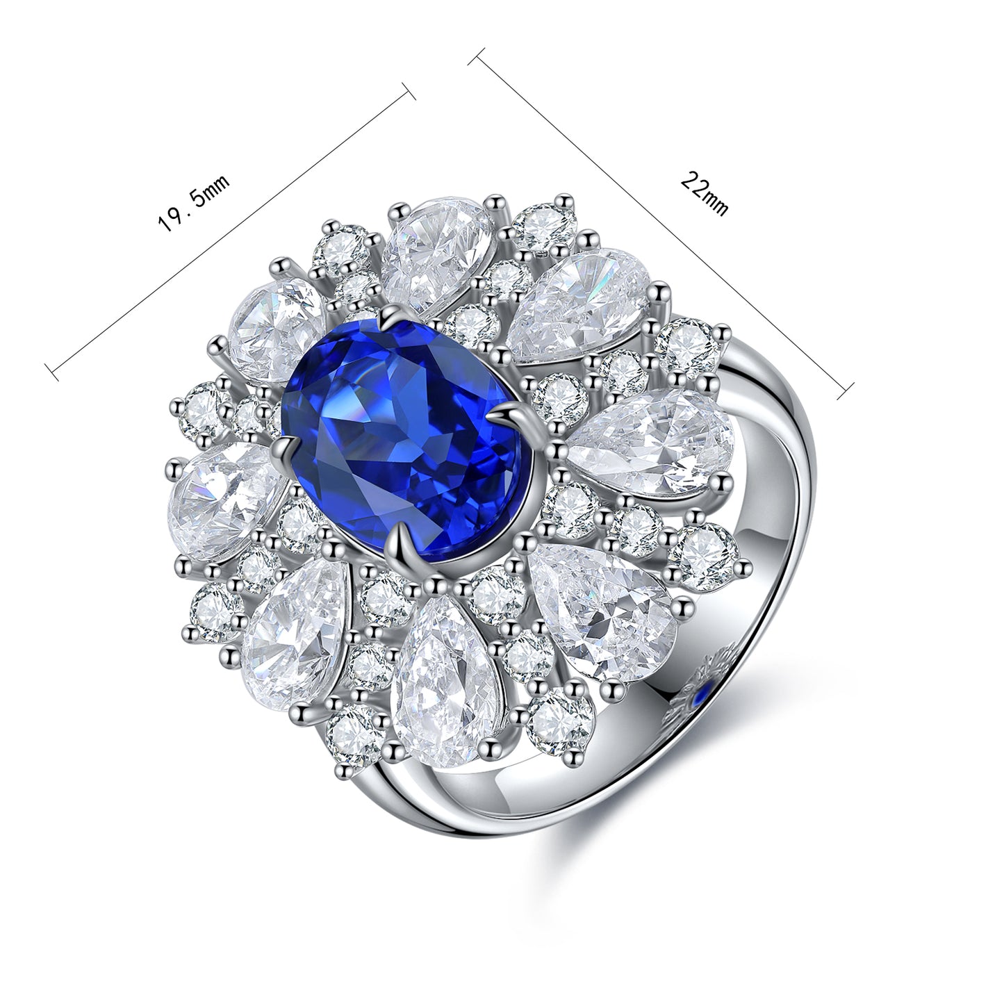 ANSTER JEWELRY 3.2 CTW Oval Lab Grown Sapphire S925 Ring plated