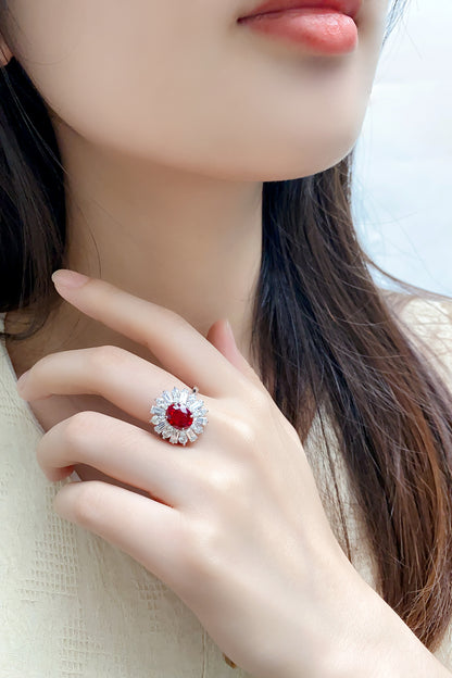 خاتم ياقوت بيضاوي من ANSTER JEWELRY، وزنه 2.5 قيراط، مطلي بحجر S925
