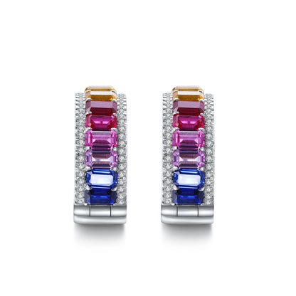 Brincos ANSTER Jewelry banhados a ouro 6,8 quilates com pedra preciosa arco-íris cultivada em laboratório vitoriano S925