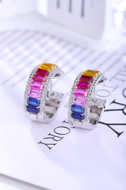 Brincos ANSTER Jewelry banhados a ouro 6,8 quilates com pedra preciosa arco-íris cultivada em laboratório vitoriano S925