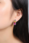 ANSTER Jewelry 6.8 CTW Victorian Rainbow Lab Grown Gemstone PT950 Platinum Earrings plated
