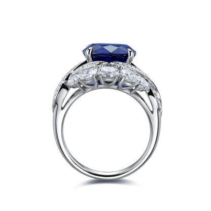 4.8 CTW Oval Lab Grown Sapphire S925 Ring plated